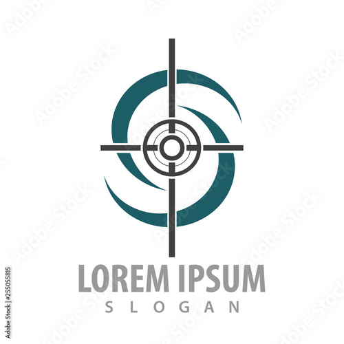 Rotate swoosh with target sign concept design. Symbol graphic template element vector