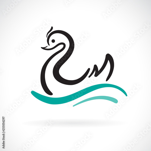 Fototapeta Naklejka Na Ścianę i Meble -  Vector of swan design on a white background. Wild Animals. swan logo or icon. Easy editable layered vector illustration.