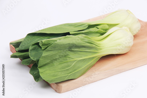 choy sum isolated white background