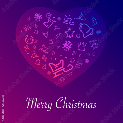 Illustration and icons for the celebration of Christmas and New Year