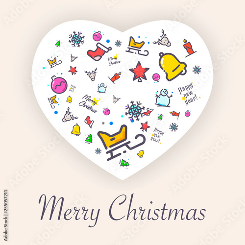 Illustration and icons for the celebration of Christmas and New Year