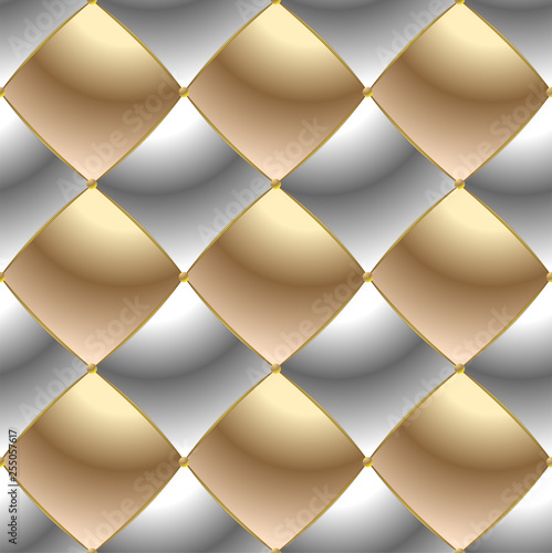 Background of Elegant Quilted Pattern Vip White and Gold Thread Luxury Expensive Concept Decorative