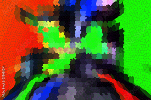 Abstract background, multi-colored mosaic in perspective