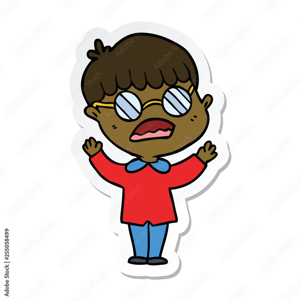 sticker of a cartoon boy wearing spectacles sticker of a cartoon boy wearing spectacles
