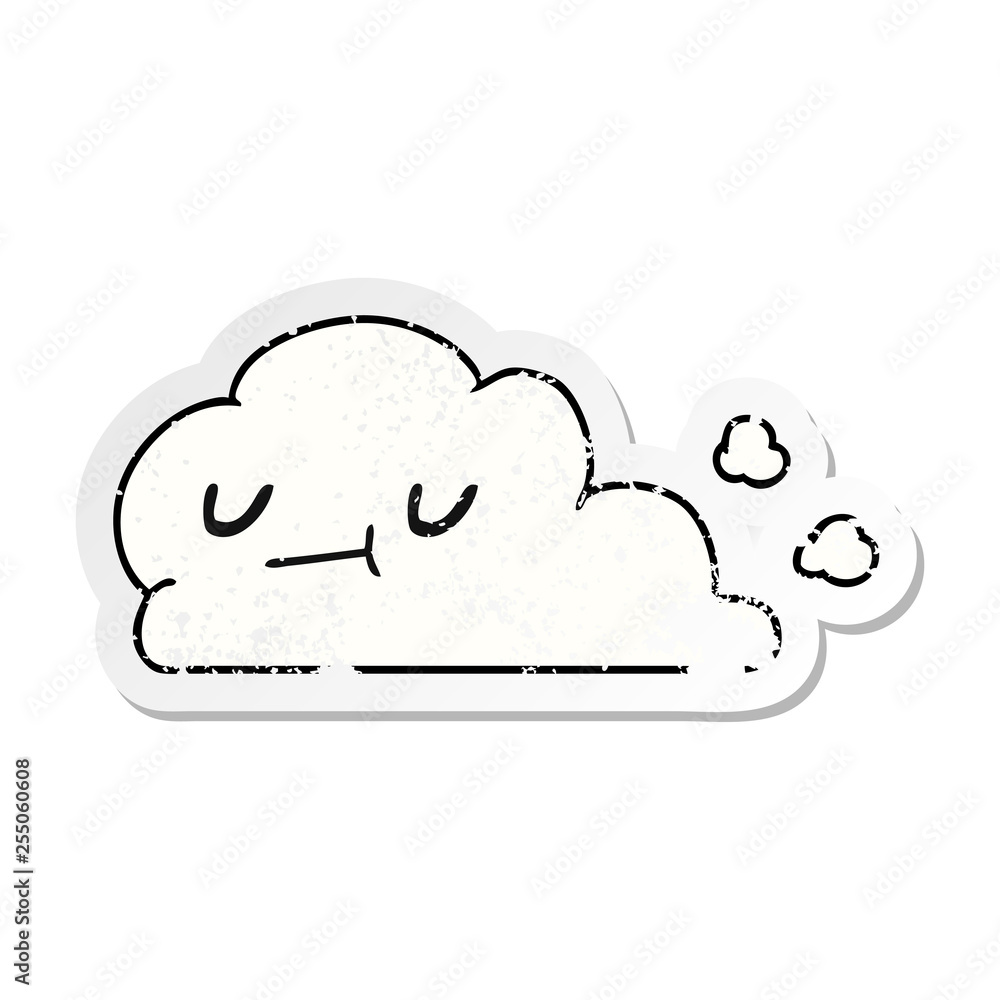 distressed sticker cartoon of kawaii happy cloud distressed sticker cartoon of kawaii happy cloud
