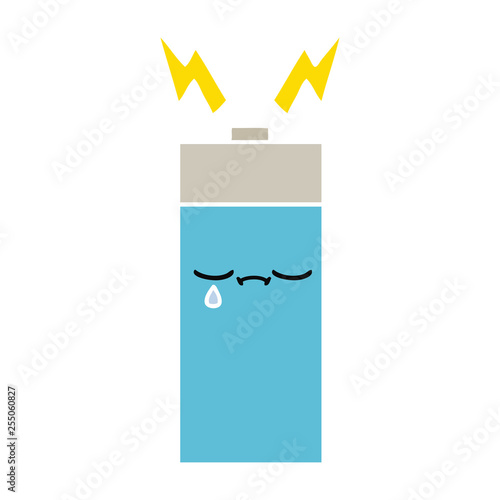 flat color retro cartoon battery