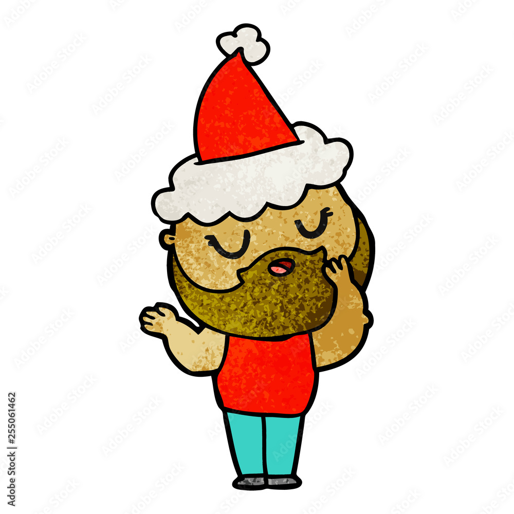 textured cartoon of a man with beard wearing santa hat textured cartoon of a man with beard wearing santa hat