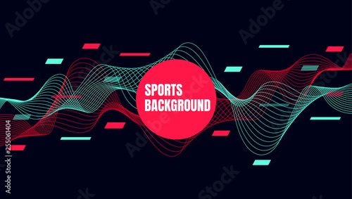 Abstract colorful art for sports background. Dynamic particles. Modern science and technology element with line design. Vector illustration