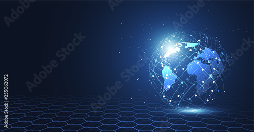 Global network connection. World map point and line composition concept of global business. Vector Illustration