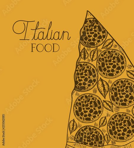 italian pizza portion hand drawn italian food