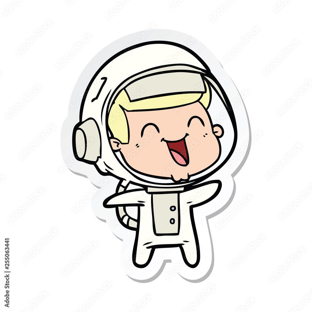sticker of a happy cartoon astronaut sticker of a happy cartoon astronaut
