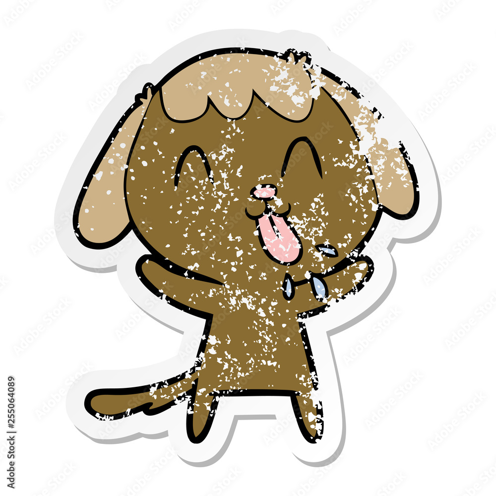 distressed sticker of a cute cartoon dog distressed sticker of a cute cartoon dog
