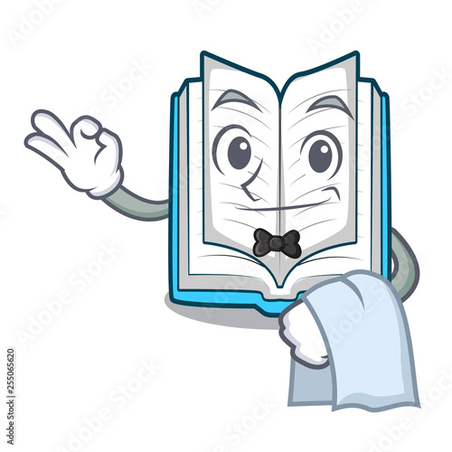 Waiter opened book in the shape mascot
