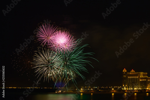 Fireworks illuminating the sky with different colors