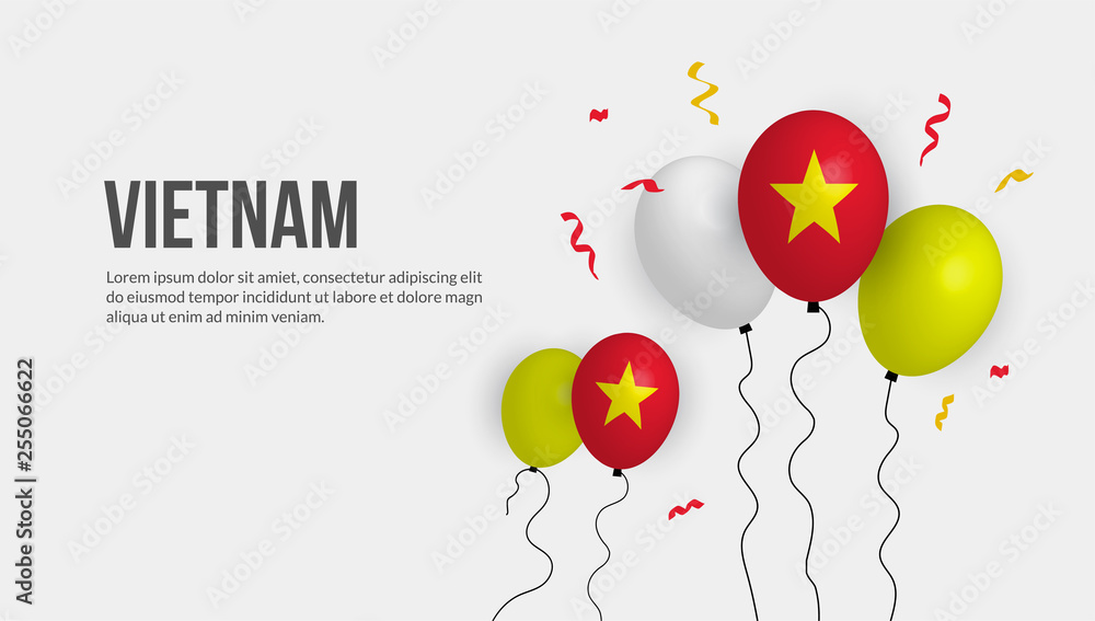 .Realistic ballon of vietnam flag background. .Realistic ballon of vietnam flag background.