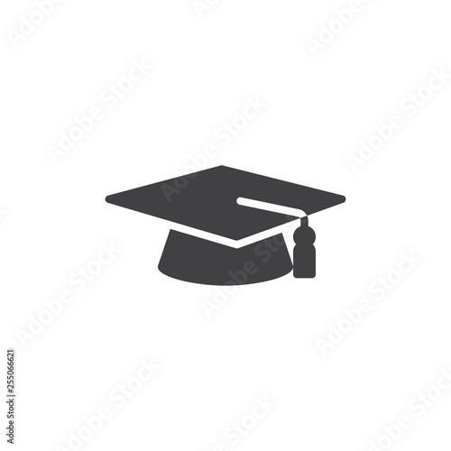 Graduation cap vector icon. filled flat sign for mobile concept and web design. Academic hat glyph icon. Education symbol, logo illustration. Pixel perfect vector graphics