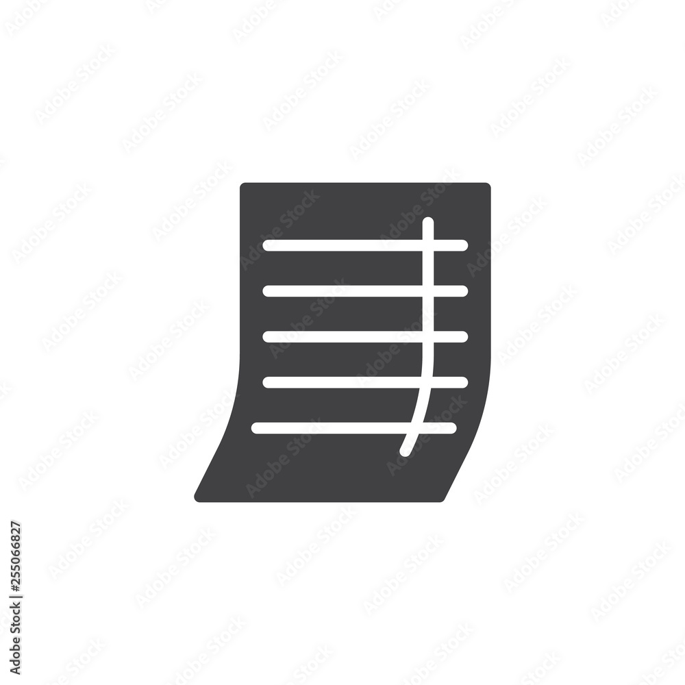 Paper sheet vector icon. filled flat sign for mobile concept and web design. List page glyph icon. Symbol, logo illustration. Pixel perfect vector graphics Paper sheet vector icon. filled flat sign for mobile concept and web design. List page glyph icon. Symbol, logo illustration. Pixel perfect vector graphics