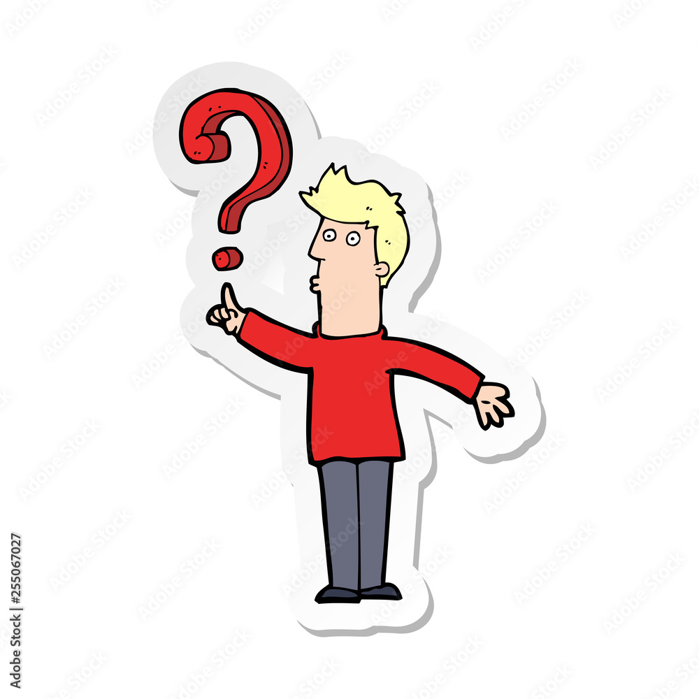 Naklejka sticker of a cartoon man asking question