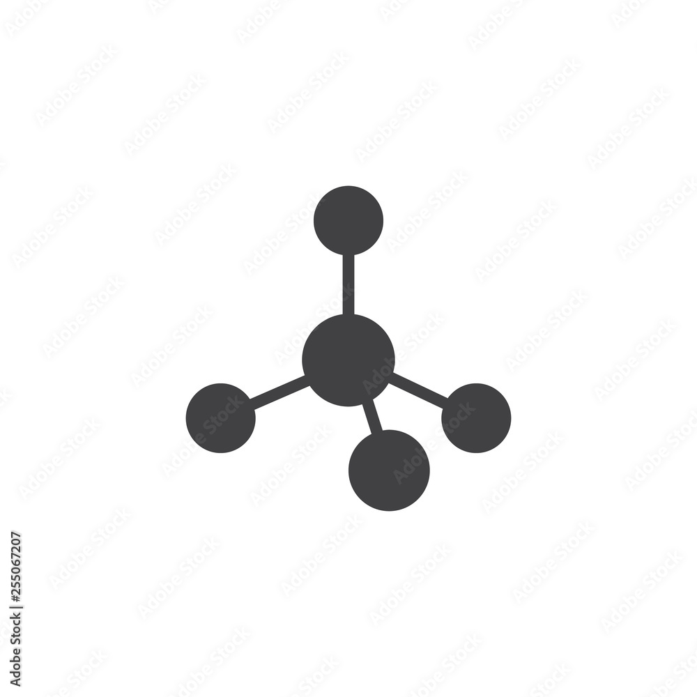 Molecular chemical scheme vector icon. filled flat sign for mobile concept and web design. Molecule, atom glyph icon. Chemistry symbol, logo illustration. Pixel perfect vector graphics