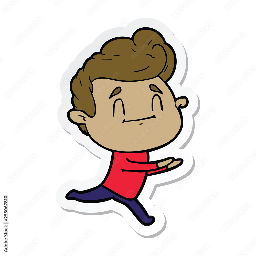 sticker of a running cartoon man