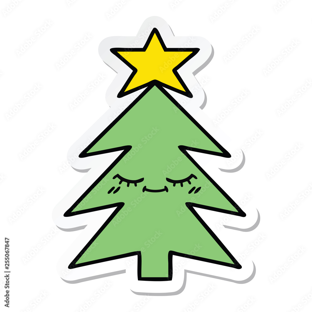sticker of a cute cartoon christmas tree sticker of a cute cartoon christmas tree