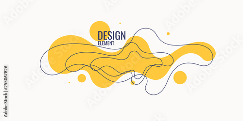 Organic forms with dynamic waves and lines on light background.