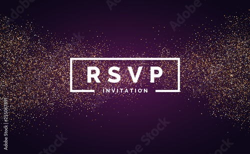 RSVP. Gold glitter. Invitation for the event. photo
