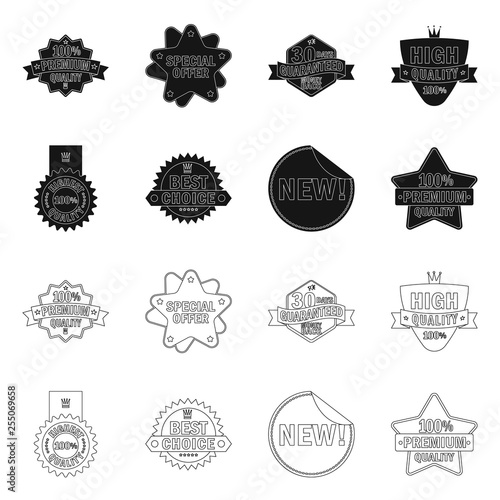 Vector illustration of emblem and badge logo. Set of emblem and sticker stock vector illustration.