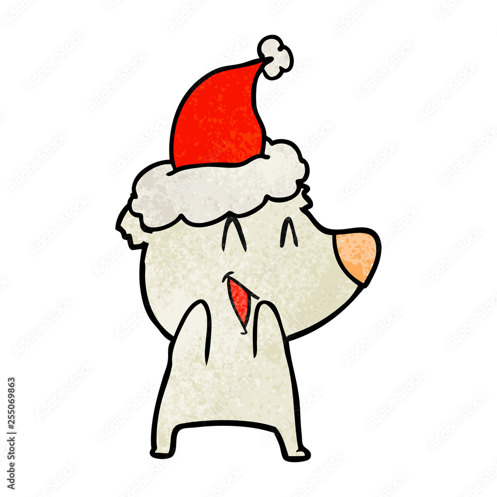 laughing polar bear textured cartoon of a wearing santa hat laughing polar bear textured cartoon of a wearing santa hat