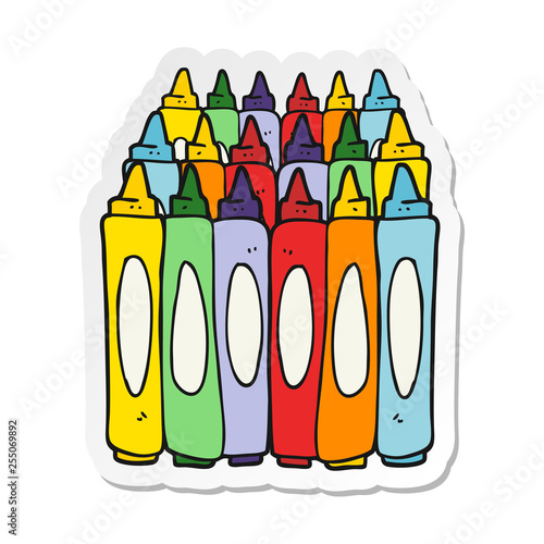 sticker of a cartoon crayons