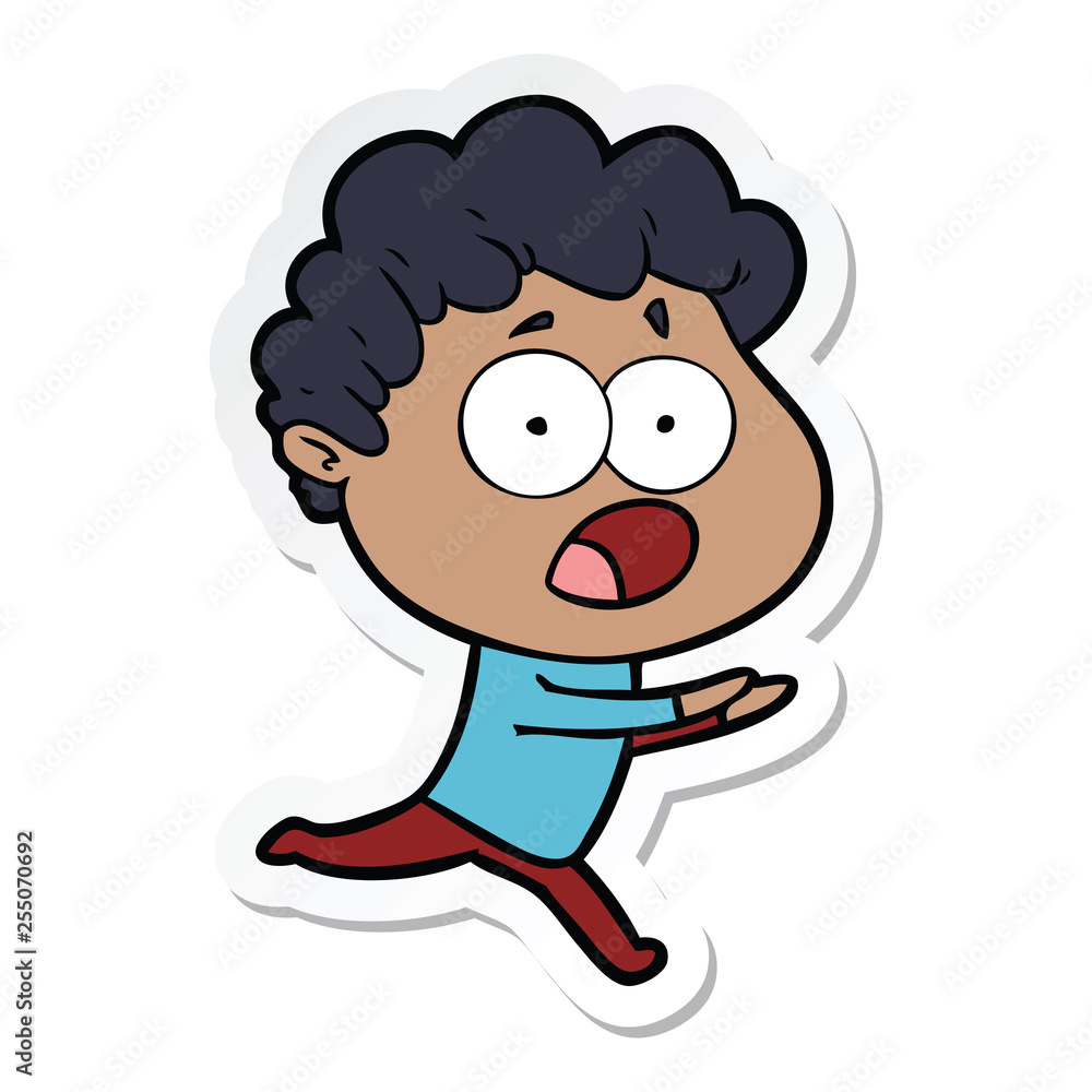 sticker of a cartoon man gasping in surprise sticker of a cartoon man gasping in surprise