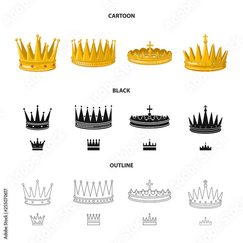 Vector illustration of medieval and nobility logo. Set of medieval and monarchy vector icon for stock.