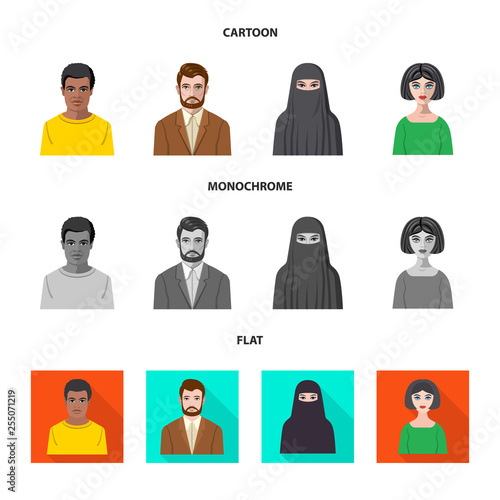 Isolated object of hairstyle and profession  logo. Set of hairstyle and character  stock vector illustration.