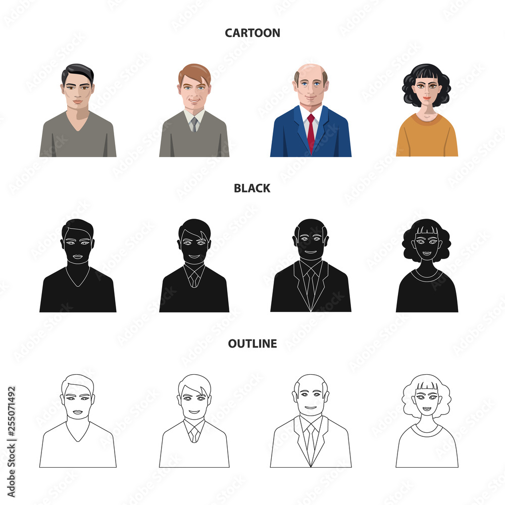 Vector design of hairstyle and profession icon. Set of hairstyle and character stock symbol for web. Vector design of hairstyle and profession icon. Set of hairstyle and character stock symbol for web.