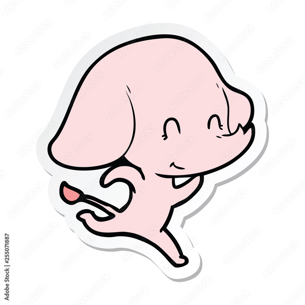 sticker of a cute cartoon elephant sticker of a cute cartoon elephant