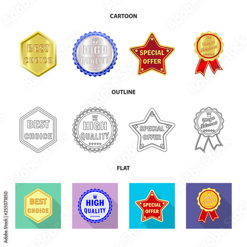 Vector design of emblem and badge sign. Set of emblem and sticker vector icon for stock.