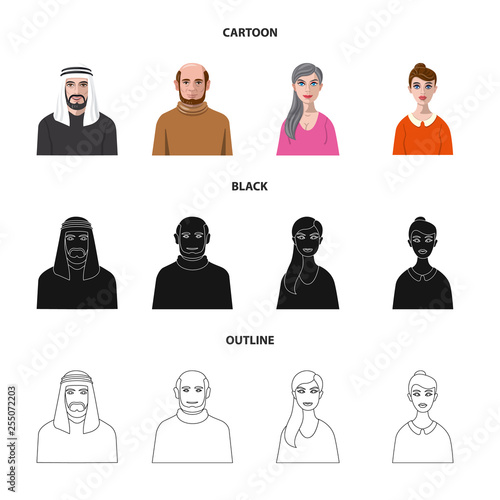 Isolated object of hairstyle and profession  icon. Collection of hairstyle and character  stock symbol for web.