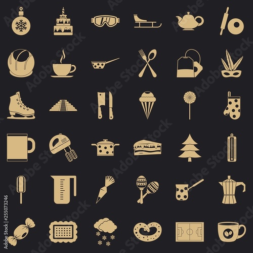 Cooking of coffee icons set. Simple style of 36 cooking of coffee vector icons for web for any design