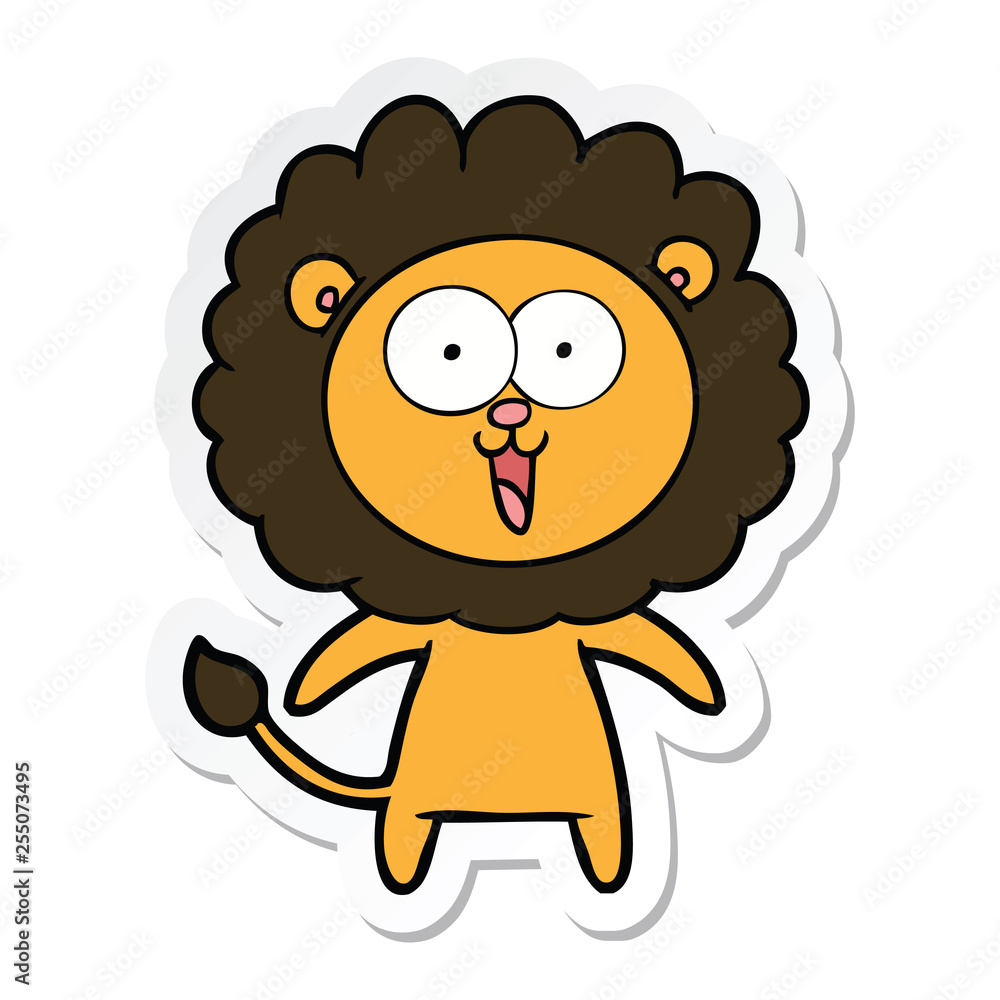 sticker of a happy cartoon lion sticker of a happy cartoon lion