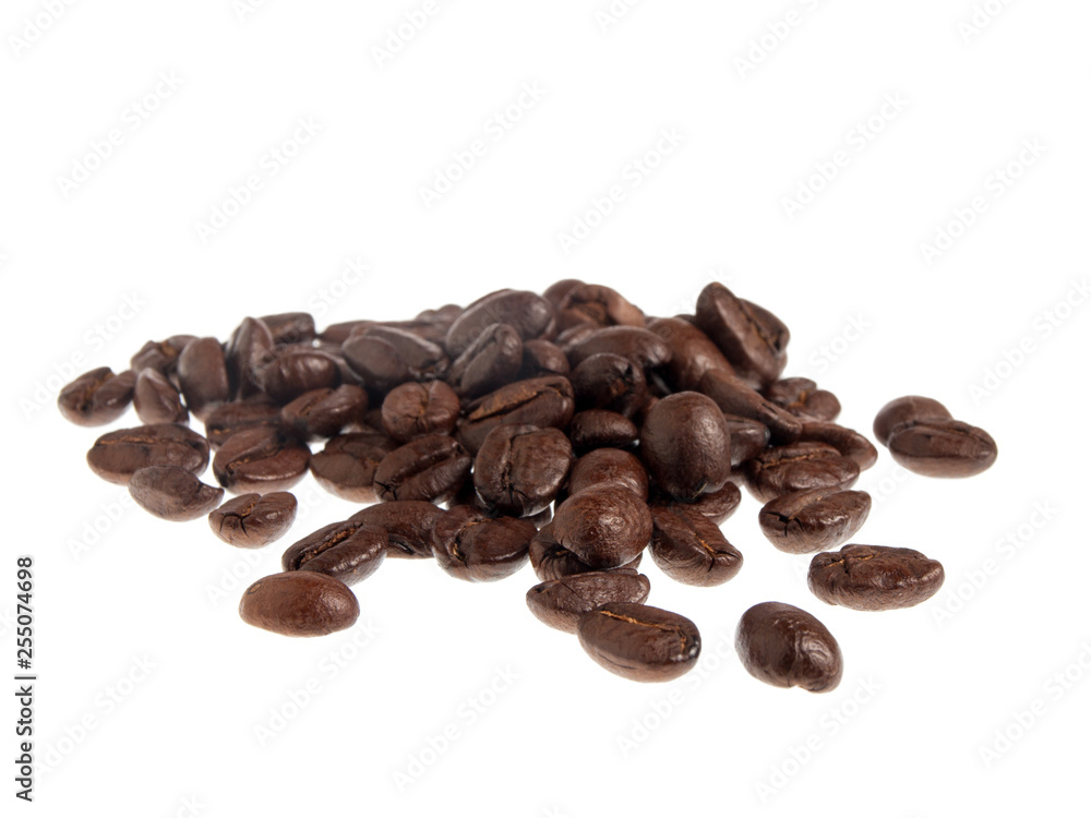 Roasted coffee beans isolated on white background Roasted coffee beans isolated on white background