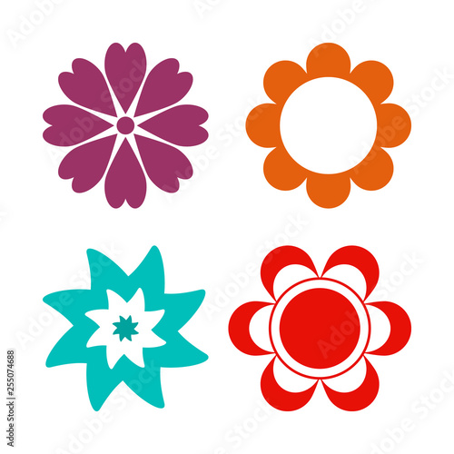Flower vector icon. Gerbera, camomile and gaillardia flowers.