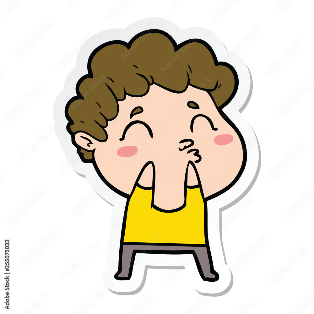 sticker of a cartoon man pouting sticker of a cartoon man pouting