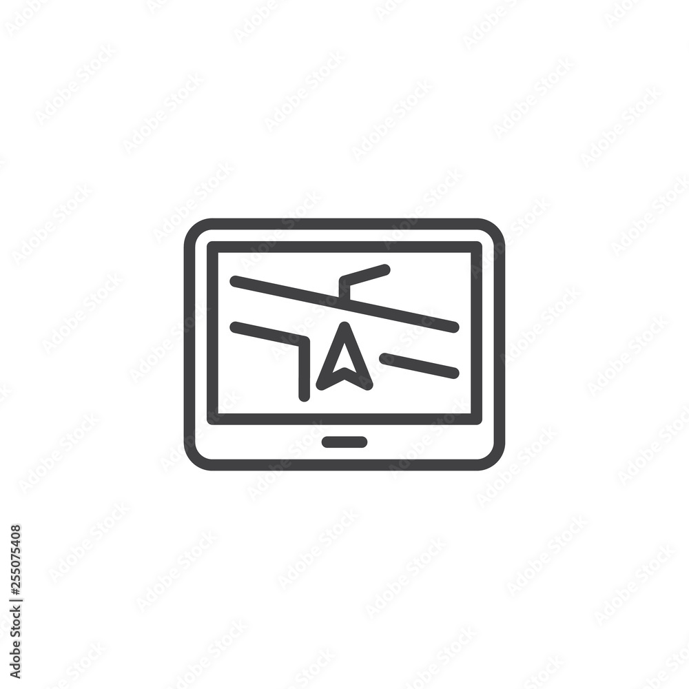 gps navigation system line icon. linear style sign for mobile concept and web design. Car navigation device outline vector icon. Symbol, logo illustration. Pixel perfect vector graphics gps navigation system line icon. linear style sign for mobile concept and web design. Car navigation device outline vector icon. Symbol, logo illustration. Pixel perfect vector graphics