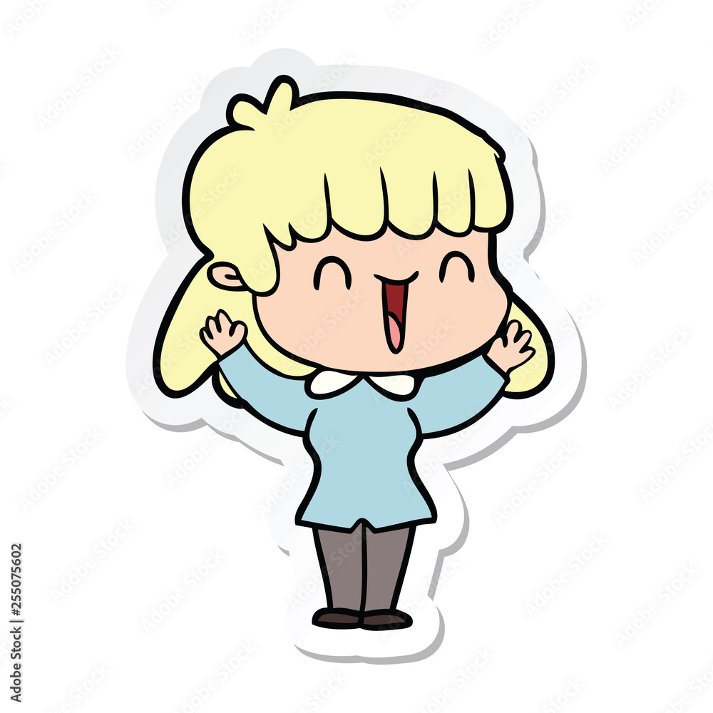 sticker of a cartoon woman