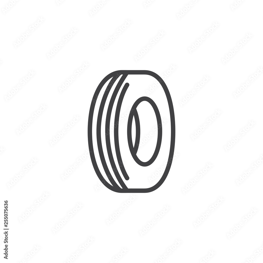 Car tire line icon. linear style sign for mobile concept and web design. Wheel tire outline vector icon. Symbol, logo illustration. Pixel perfect vector graphics Car tire line icon. linear style sign for mobile concept and web design. Wheel tire outline vector icon. Symbol, logo illustration. Pixel perfect vector graphics