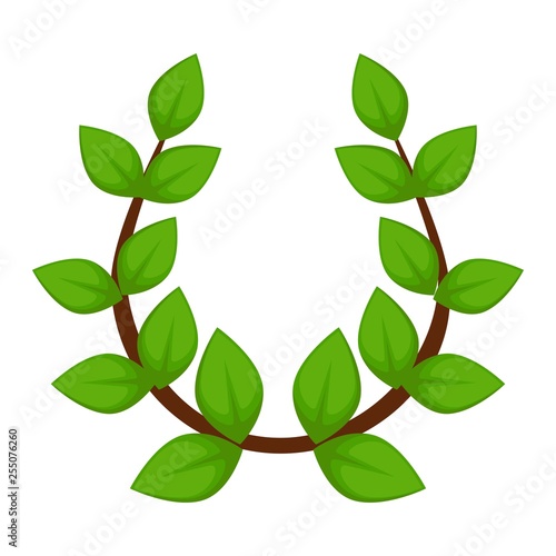 Laurel wreath branch with leaves isolated ancient Greek headdress