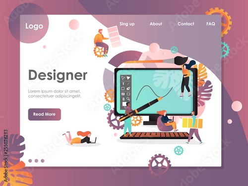 Designer vector website landing page design template
