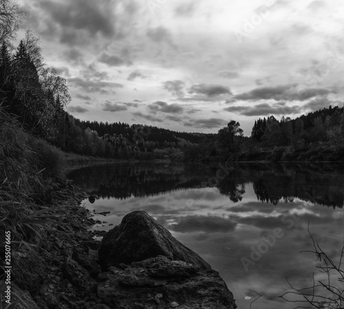 bnw sunset sky in mountains photo