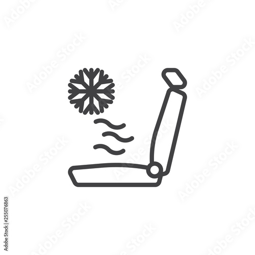 Car seat cooling line icon. linear style sign for mobile concept and web design. Car seat ventilation outline vector icon. Symbol, logo illustration. Pixel perfect vector graphics