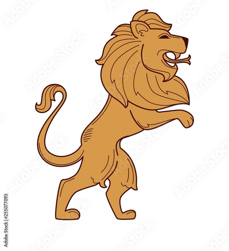 Lion royal symbol heraldry mane and snake tongue